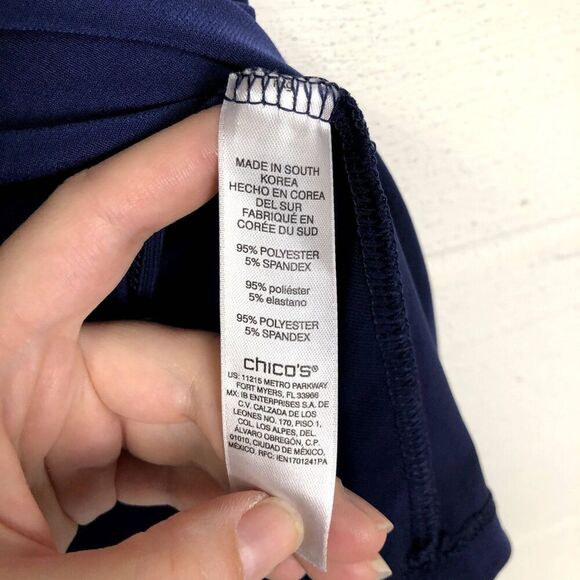 Chico's Blue‎ Micro Sleeve Blouse Sz 16 VGUC Contemporary Capsule Wardobe Career - Picture 6 of 7